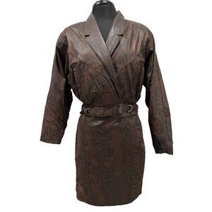 VINTAGE 1980s Berman Leather Snakeskin Print Jacket and Skirt Set